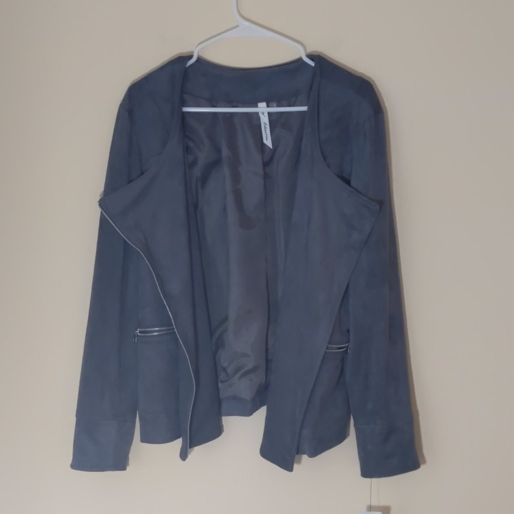 NY Collection Faux Suede Moto Blazer